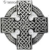 Boucle de ceinture Croix Celte aux Entrelacs, fond noir et blanc