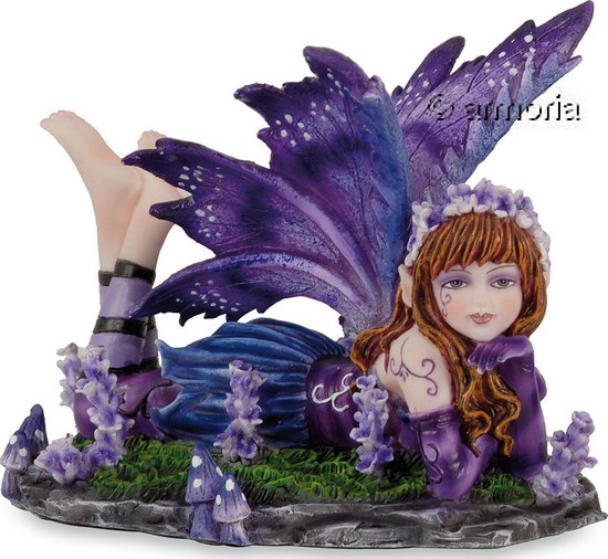 Figurine De Fée/elfe Avec Fleurs - Résine 17cm - Couleur Jaune Ou Violette - Neuf