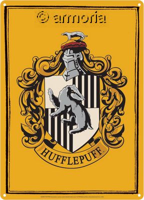 Plaque métal Hufflepuff - Harry Potter, 15x21 cm