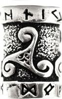 Perle à barbe ou cheveux Triskel et Runes en argent