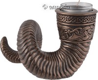 Bougeoir Viking en forme de Corne aspect bronze Marque Veronese