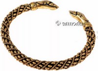 Bracelet Torque Viking Têtes de Corbeau style Ringerike en bronze 