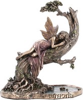 Figurine Fée dormant sur un arbre aspect bronze marque Veronese 