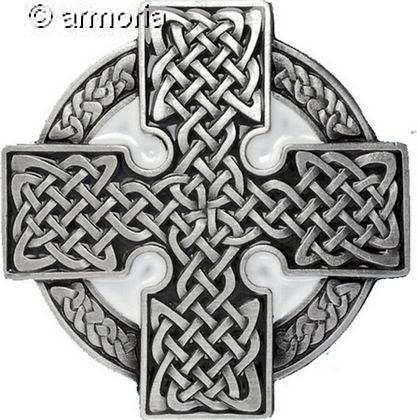 Boucle de ceinture Croix Celte aux Entrelacs, fond noir et blanc
