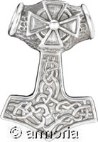 Pendentif Marteau de Thor orné d'une croix en argent