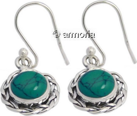 Boucles d'oreilles entrelacs et turkénite en argent 
