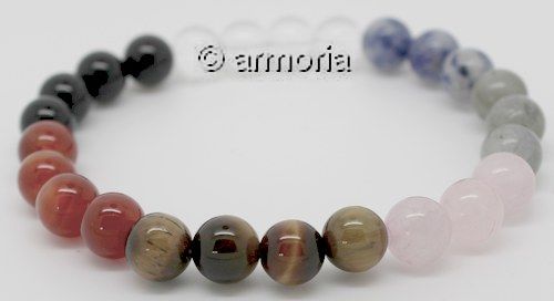 Bracelet de Perles diverses pierres 7 chakras 8 mm Taille Large 