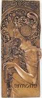 Décoration Murale Femme de l'Automne Art Nouveau aspect bronze