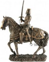 Figurine Chevalier Médiéval à Cheval en résine aspect bronze 