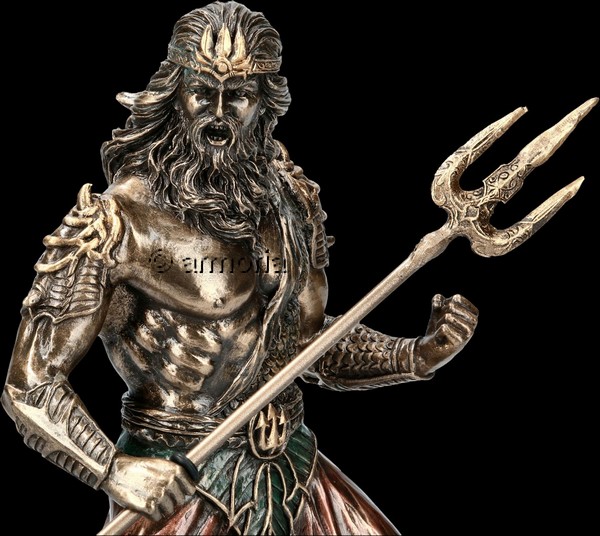 Figurine Dieu grec Poséidon hurlant aspect bronze Marque Veronese 