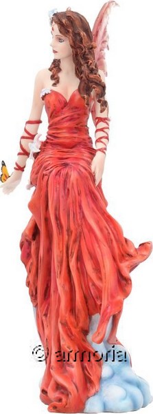 Figurine Fée Robe Rouge avec Papillon "Crimsonlily" de Nene Thomas