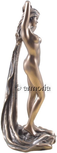 Figurine Femme Nue debout avec drapé aspect bronze marque Veronese 