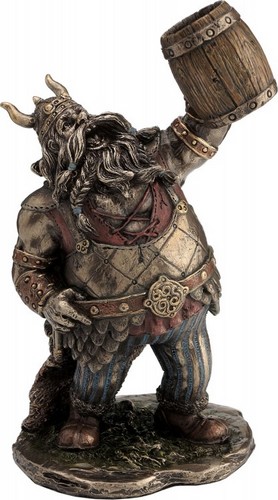 Figurine Guerrier Viking levant sa Chope aspect bronze  Marque Veronese