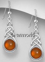 Boucles d'oreilles Entrelacs en argent et ambre