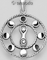 Pendentif Déesse et Cycle de la Lune en argent