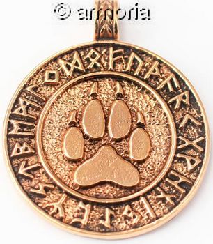 Pendentif Griffe d'Ours et Futhark rond en bronze