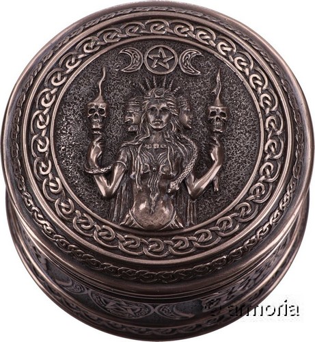 Boite à bijoux (ou autre) Triple Déesse Hécate et Pentacle aspect bronze Marque Veronese 