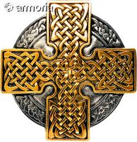 Boucle de ceinture Croix Celte aux Entrelacs, plaquée or