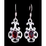 Boucles d'oreilles Médiévales en argent avec cristal rouge 