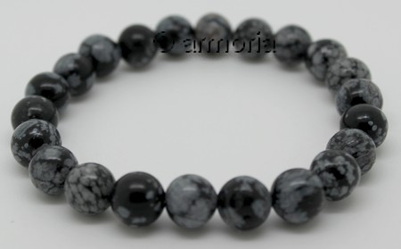 Bracelet de Perles en Obsidienne Neige 8 mm Taille Medium