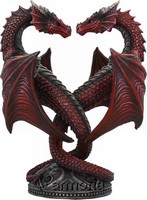 Figurine Bougeoir Dragons rouges entrelacés "Valentine's Edition" par Anne Stokes 