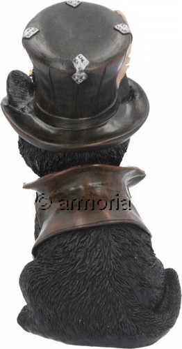 Figurine Chat noir steampunk avec Chapeau haut de forme 