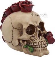 Figurine Crâne Tête de mort avec Crête à la rose 