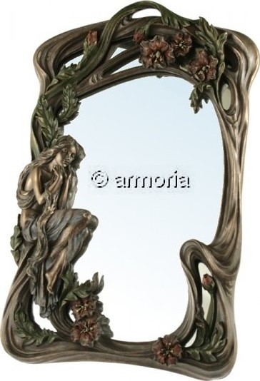 Miroir Art Nouveau avec Femme aspect bronze Marque Veronese 