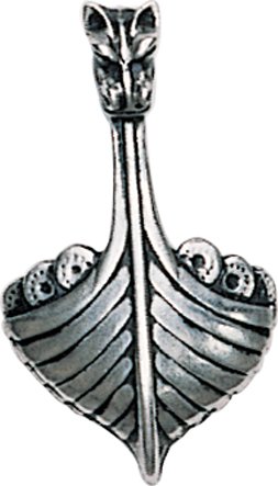 Pendentif Bateau Viking à Tête de Dragon en étain