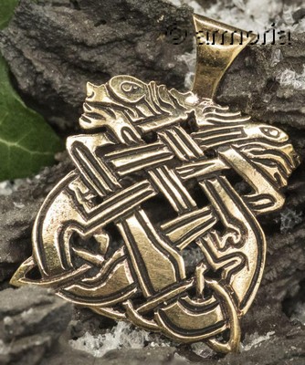 Pendentif Celte Chiens Entrelacés en bronze 