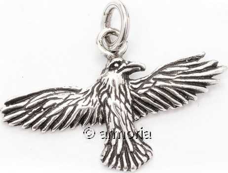 Pendentif Corbeau en Vol en argent 