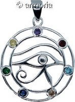 Pendentif Oeil d'Horus en argent et chakra