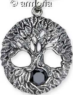 Pendentif Arbre de Vie en argent et cristal noir