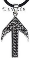 Pendentif Rune Tyr et entrelacs en argent 