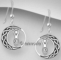 Boucles d'oreilles Déesse dans cercle celte en argent