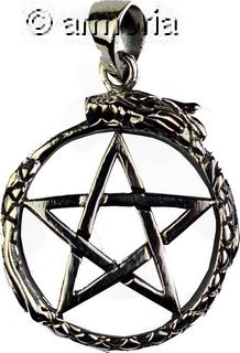 Pendentif Pentacle cerclé d'un Serpent en argent