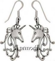 Boucles d'Oreilles Tête de Licorne avec Volutes en argent 