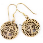 Boucles d'oreilles Arbre de Vie Celte cerclé d'Entrelacs en bronze 