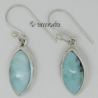 Boucles d'oreilles en pierre Larimar forme goutte en argent 