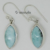 Boucles d'oreilles en pierre Larimar forme goutte en argent 