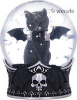 Boule à neige gothique avec figurine de Chat noir Vampire 
