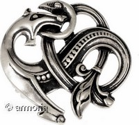 Broche Viking Dragon en plaqué argent 