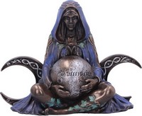 Figurine Déesse Mère et Triple Lune grand modèle aspect bronze