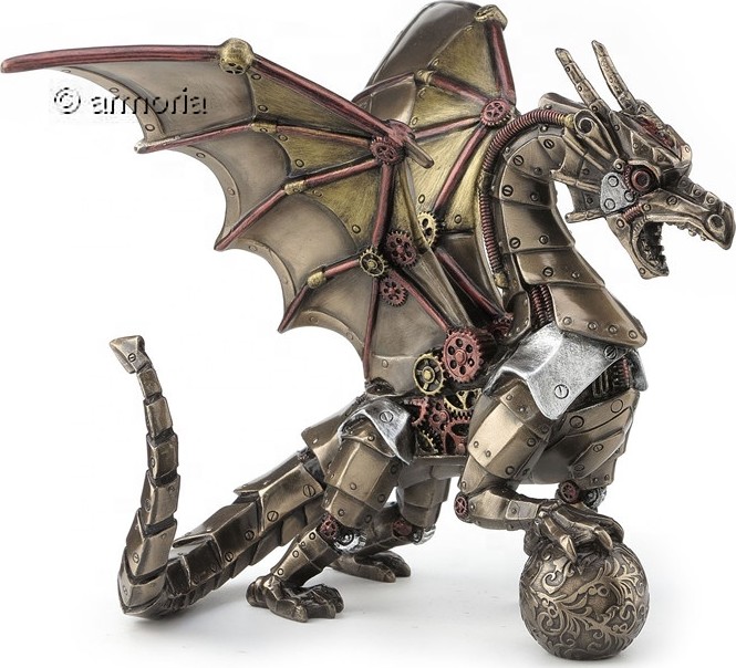 Figurine Dragon Steampunk aspect bronze marque Veronese