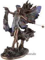 Figurine Fée "Where Moonbeams Fall" de Joséphine Wall aspect bronze Marque Veronese 