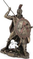 Figurine Roi Leonidas avec Lance aspect bronze Marque Veronese
