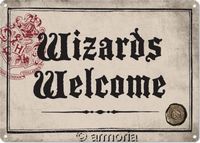 Plaque métal Wizards Welcome - Harry Potter, 21x15 cm