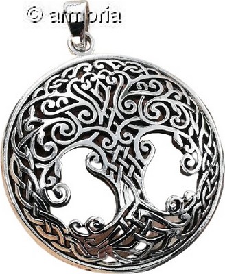 Pendentif Arbre de Vie rond en argent 