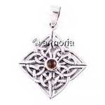 Pendentif Celte Noeuds Celtiques avec Cristal  Rouge en argent 