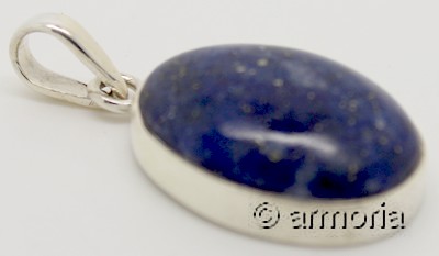 Pendentif ovale  en Lapis Lazuli et argent 